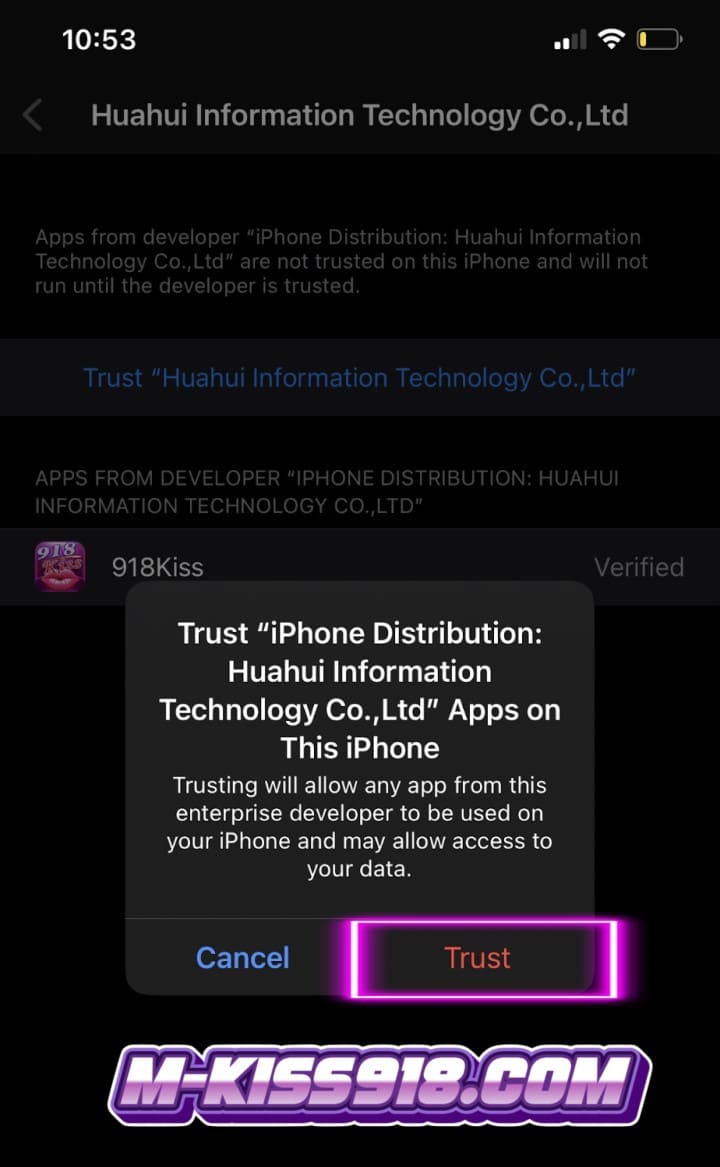 918kiss iOS Installation Guide